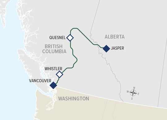 Rainforest to Gold Rush Rail map