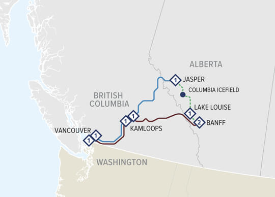 Canadian Rockies Getaway Circle map