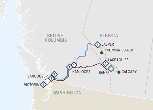 Rockies and Vancouver Island Circle map